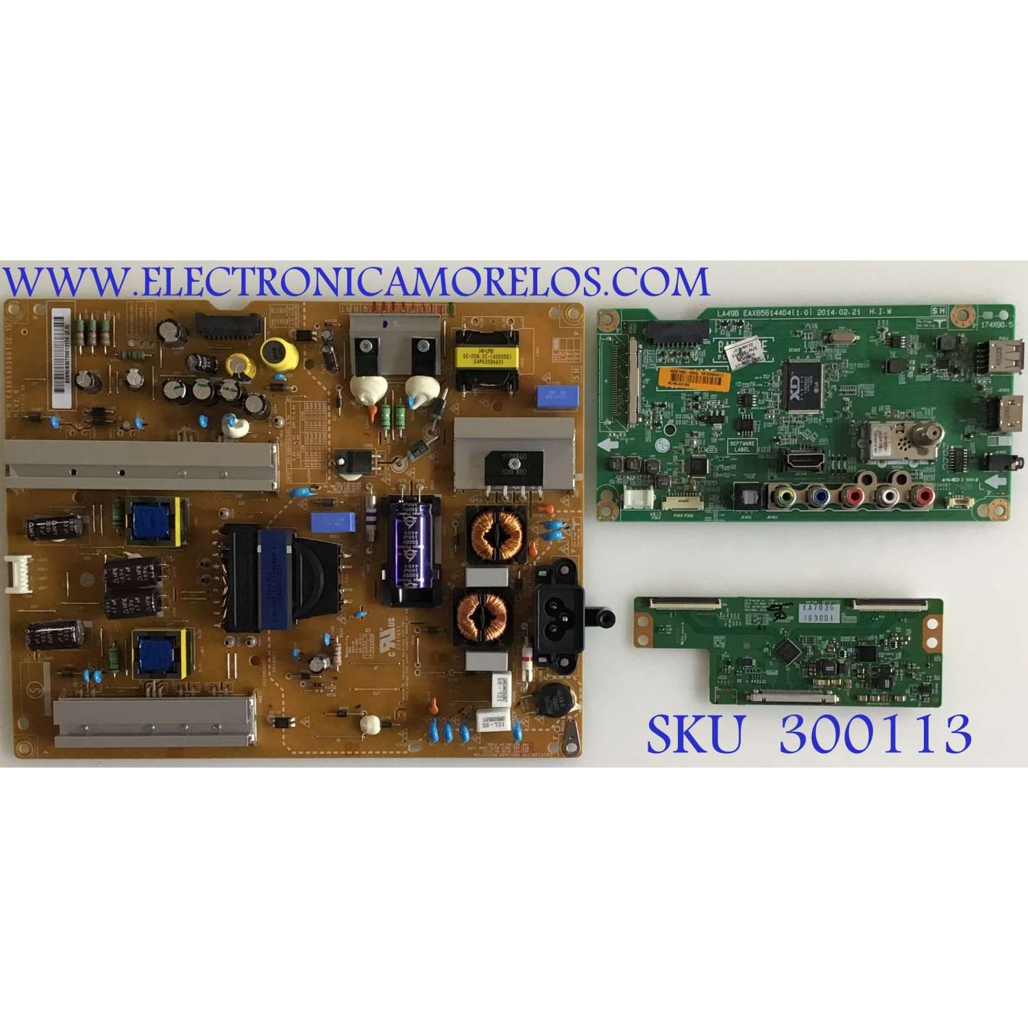 KIT DE TARJETAS PARA TV LG / MAIN EBT63034612 / EAX65614404(1.0) / FUENTE EAY63072001 / EAX65423801(2.2) / T-CON 6871L-3630D / 6870C-0481A / PANEL LC490DUE (FG)(A6) / MODELO 49LB5550-UY.BUSWLJR